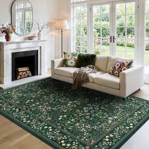 AMADA HOMEFURNISHING 6x9 Area Rugs, Non-Slip & Low-Profile Living Room Rug with Durable Edge Binding, Soft Large Washable Floral Rug for Living Room, Bedroom, Dining Room AMADA HOMEFURNISHING 6x9 Area Rugs, Non-Slip & Low-Profile Living Room Rug with Durable Edge Binding, Soft Large Washable Floral Rug for Living Room, Bedroom, Dining Room