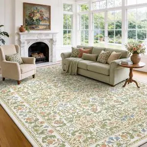 AMADA HOMEFURNISHING 8x10 Washable Area Rugs for Living Room, Non-Slip & Low-Profile Floral Large Area Rug with Durable Edge Binding, Soft Rugs for Living Room, Bedroom, Dining Room AMADA HOMEFURNISHING 8x10 Washable Area Rugs for Living Room, Non-Slip & Low-Profile Floral Large Area Rug with Durable Edge Binding, Soft Rugs for Living Room, Bedroom, Dining Room