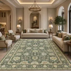 AMADA HOMEFURNISHING 9x12 Area Rug for Living Room, Vintage Washable Area Rug Low-Pile & Non-Slip Carpet for Bedroom Dining Room Nursery Home Office, Olive Green AMADA HOMEFURNISHING 9x12 Area Rug for Living Room, Vintage Washable Area Rug Low-Pile & Non-Slip Carpet for Bedroom Dining Room Nursery Home Office, Olive Green