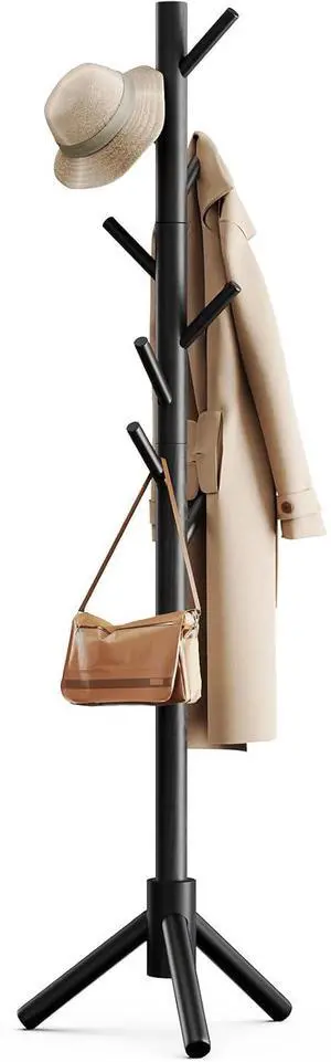 Pipishell Solid Wooden Coat Rack Freestanding, Hall Tree with 8 Hooks, 3 Height Options for Coats, Hats, Handbags, and Scarves, Tool-Free Assembly, Space Saving Design for Entryway, Office, Bedroom Pipishell Solid Wooden Coat Rack Freestanding, Hall Tree with 8 Hooks, 3 Height Options for Coats, Hats, Handbags, and Scarves, Tool-Free Assembly, Space Saving Design for Entryway, Office, Bedroom