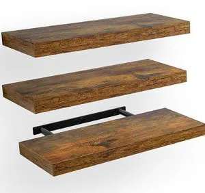 Amada 15.7" Floating Shelves for Wall Decor & Storage, Set of 3, Brown Amada 15.7" Floating Shelves for Wall Decor & Storage, Set of 3, Brown