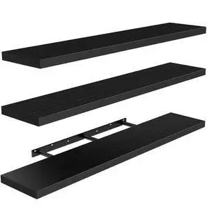 AMADA HOMEFURNISHING Floating Shelves, Wall Shelves for Living Room, Bedroom, Bathroom, Kitchen & Home Office Organization, Bathroom Shelves with Hidden Brackets, 22 lbs Max Load, Black, AMFS45B AMADA HOMEFURNISHING Floating Shelves, Wall Shelves for Living Room, Bedroom, Bathroom, Kitchen & Home Office Organization, Bathroom Shelves with Hidden Brackets, 22 lbs Max Load, Black, AMFS45B