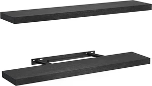 Amada 32 Inch Floating Shelves with Invisible Brackets, Set of 2, Black Amada 32 Inch Floating Shelves with Invisible Brackets, Set of 2, Black