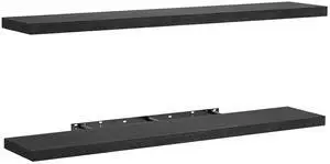 AMADA HOMEFURNISHING Floating Shelves Wall Mounted, 47 x 8 Inch Wall Shelves for Bathroom, Bedroom, Living Room, Black Shelves Set of 2 AMADA HOMEFURNISHING Floating Shelves Wall Mounted, 47 x 8 Inch Wall Shelves for Bathroom, Bedroom, Living Room, Black Shelves Set of 2
