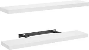 AMADA HOMEFURNISHING Floating Shelves Wall Mounted, 32 x 7 Inch Wall Shelves for Bathroom, Bedroom, Living Room, White Shelves Set of 2 AMADA HOMEFURNISHING Floating Shelves Wall Mounted, 32 x 7 Inch Wall Shelves for Bathroom, Bedroom, Living Room, White Shelves Set of 2