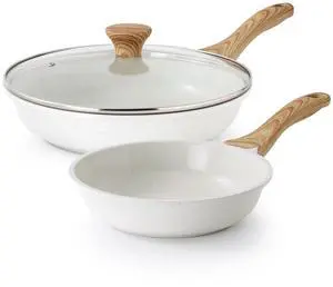 Nonstick Frying Pan Skillets, White Ceramic Coating Omelette Pans, Healthy Cookware Chef's Pan, Free of PTFE & PFAS (8+11Inch with Lid) Nonstick Frying Pan Skillets, White Ceramic Coating Omelette Pans, Healthy Cookware Chef's Pan, Free of PTFE & PFAS (8+11Inch with Lid)