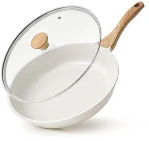 Nonstick Ceramic Frying Pan Skillet with Lid, 12.5 Inch Omelet Pan, Healthy Non Toxic Chefs Pan, Induction Compatible Egg Pan with Heat Resistant Handle, Free of Intentionally Added PFAS/PTFE Nonstick Ceramic Frying Pan Skillet with Lid, 12.5 Inch Omelet Pan, Healthy Non Toxic Chefs Pan, Induction Compatible Egg Pan with Heat Resistant Handle, Free of Intentionally Added PFAS/PTFE