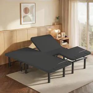 AMADA HOMEFURNISHING Adjustable Bed Frame Split King, Independent Head and Foot Incline, Quiet Motor, 750 lbs Capacity, Adjustable Bed with Wired Remote Control, 4 Bed Height Options, Easy Assembly AMADA HOMEFURNISHING Adjustable Bed Frame Split King, Independent Head and Foot Incline, Quiet Motor, 750 lbs Capacity, Adjustable Bed with Wired Remote Control, 4 Bed Height Options, Easy Assembly