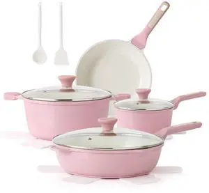 Nonstick Ceramic Cookware Set Large 13-Piece, Healthy Pots and Pans Set Dishwasher Safe, Non-toxic Kitchen Cooking Set with Stay-Cool Handles, Induction Compatible, PFAS Free, Pink Nonstick Ceramic Cookware Set Large 13-Piece, Healthy Pots and Pans Set Dishwasher Safe, Non-toxic Kitchen Cooking Set with Stay-Cool Handles, Induction Compatible, PFAS Free, Pink