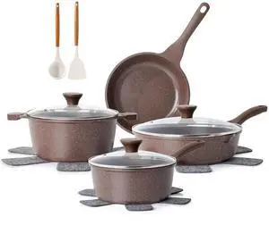 Nonstick Cookware Set 13-Piece, Healthy Pots and Pans Set Kitchen Cooking Set with Stay-Cool Handles, Silicone Utensils and Pot Protectors, PFOA Free Nonstick Cookware Set 13-Piece, Healthy Pots and Pans Set Kitchen Cooking Set with Stay-Cool Handles, Silicone Utensils and Pot Protectors, PFOA Free