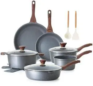 Nonstick Cookware Set 16-Piece, Healthy Pots and Pans Set, Non-stick Kitchen Cooking Set with Stay-Cool Handles, Silicone Utensils and Pot Protectors, PFOA Free Nonstick Cookware Set 16-Piece, Healthy Pots and Pans Set, Non-stick Kitchen Cooking Set with Stay-Cool Handles, Silicone Utensils and Pot Protectors, PFOA Free