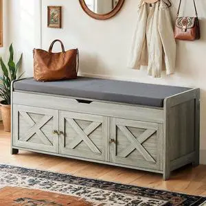 Amada Shoe Bench, 39.4 Entryway Bench with Cushioned Seat & Lift Top Storage, Adjustable Shelf, 300 lbs Capacity, 2-Tier Storage Bench with Shoe Rack for Entryway, Bedroom, Gray Amada Shoe Bench, 39.4 Entryway Bench with Cushioned Seat & Lift Top Storage, Adjustable Shelf, 300 lbs Capacity, 2-Tier Storage Bench with Shoe Rack for Entryway, Bedroom, Gray