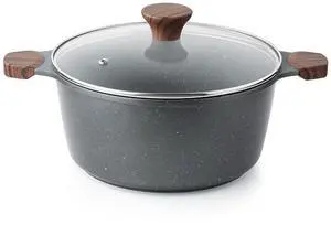 Nonstick Stock Pot with Lid, 4.5 Quart Induction Cooking Pot with Tempered Glass Lid, Stew Pot with Swiss Nonstick Granite Coating, PFOA PFOS APEO Free, Gray Nonstick Stock Pot with Lid, 4.5 Quart Induction Cooking Pot with Tempered Glass Lid, Stew Pot with Swiss Nonstick Granite Coating, PFOA PFOS APEO Free, Gray