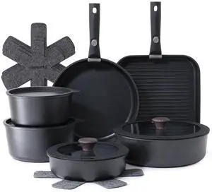 17 Piece Pots and Pans Set, Nonstick Detachable Handle Cookware Set, Induction Kitchen Cookware Set with Removable Handle, Healthy Non Stick for RV, Dishwasher Oven Safe, PFOA Free (Black) 17 Piece Pots and Pans Set, Nonstick Detachable Handle Cookware Set, Induction Kitchen Cookware Set with Removable Handle, Healthy Non Stick for RV, Dishwasher Oven Safe, PFOA Free (Black)