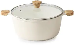 Ceramic Nonstick Stock Pot with Lid, 7 Quart Induction Cooking Pot with Tempered Glass Lid, Stew Pot for Soup and Oatmeal, Pasta Casserole, PFOA PFAS PTFE Free, Creamy White Ceramic Nonstick Stock Pot with Lid, 7 Quart Induction Cooking Pot with Tempered Glass Lid, Stew Pot for Soup and Oatmeal, Pasta Casserole, PFOA PFAS PTFE Free, Creamy White