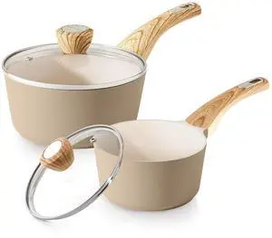 1.5 & 2.5 Quart Ceramic Sauce Pan Sets with Lid, Cooking Pots Set, Nonstick Saucepan Set with Pour Spout, Small Kitchen Pot, Non toxic Saucepot, Induction Comptable, PFOA PTFE PFAS Free 1.5 & 2.5 Quart Ceramic Sauce Pan Sets with Lid, Cooking Pots Set, Nonstick Saucepan Set with Pour Spout, Small Kitchen Pot, Non toxic Saucepot, Induction Comptable, PFOA PTFE PFAS Free