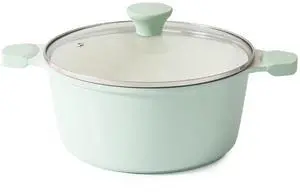 Ceramic Nonstick Stock Pot with Lid, 4.5 Quart Induction Cooking Pot with Tempered Glass Lid, Stew Pot for Soup and Oatmeal, Pasta Casserole, PFOA PFAS PTFE Free, Green Ceramic Nonstick Stock Pot with Lid, 4.5 Quart Induction Cooking Pot with Tempered Glass Lid, Stew Pot for Soup and Oatmeal, Pasta Casserole, PFOA PFAS PTFE Free, Green