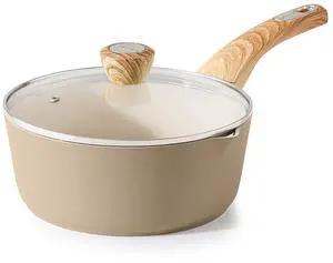 Ceramic Nonstick Sauce Pan with Lid, 3.0 Quart Saucepan with Double Spout, Large Cooking Pot, Non toxic Kitchen Sauce Pot, Non stick Saucier Pan, Induction Cookware, PFOA PTFE PFAS Free Ceramic Nonstick Sauce Pan with Lid, 3.0 Quart Saucepan with Double Spout, Large Cooking Pot, Non toxic Kitchen Sauce Pot, Non stick Saucier Pan, Induction Cookware, PFOA PTFE PFAS Free