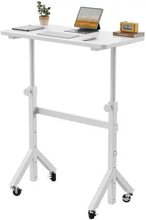 ErGear Small Standing Desk Adjustable Height, 6 Height Settings Up to 46.5, Walking Pad Desk with Triangular Leg Design, Smooth Mobility with Lockable Wheels, Standing Desk for Walking Pad, White ErGear Small Standing Desk Adjustable Height, 6 Height Settings Up to 46.5, Walking Pad Desk with Triangular Leg Design, Smooth Mobility with Lockable Wheels, Standing Desk for Walking Pad, White