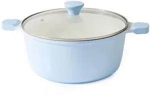 Ceramic Nonstick Stock Pot with Lid, 7 Quart Induction Cooking Pot with Tempered Glass Lid, Stew Pot for Soup and Oatmeal, Pasta Casserole, PFOA PFAS PTFE Free, Blue Ceramic Nonstick Stock Pot with Lid, 7 Quart Induction Cooking Pot with Tempered Glass Lid, Stew Pot for Soup and Oatmeal, Pasta Casserole, PFOA PFAS PTFE Free, Blue