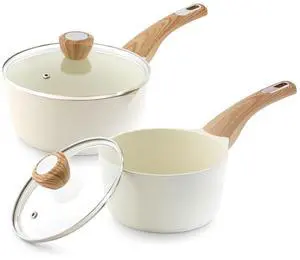 1.5 & 2.5 Quart Ceramic Sauce Pan Sets with Lid, Cooking Pots Set, Nonstick Saucepan Set with Pour Spout, Small Kitchen Pot, Non toxic Saucepot, Induction Comptable, PFOA PTFE PFAS Free 1.5 & 2.5 Quart Ceramic Sauce Pan Sets with Lid, Cooking Pots Set, Nonstick Saucepan Set with Pour Spout, Small Kitchen Pot, Non toxic Saucepot, Induction Comptable, PFOA PTFE PFAS Free
