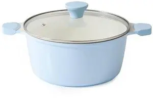 Ceramic Nonstick Stock Pot with Lid, 4.5 Quart Induction Cooking Pot with Tempered Glass Lid, Stew Pot for Soup and Oatmeal, Pasta Casserole, PFOA PFAS PTFE Free, Blue Ceramic Nonstick Stock Pot with Lid, 4.5 Quart Induction Cooking Pot with Tempered Glass Lid, Stew Pot for Soup and Oatmeal, Pasta Casserole, PFOA PFAS PTFE Free, Blue