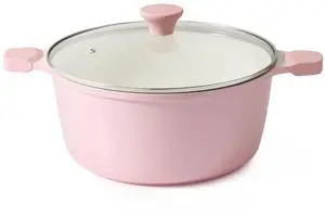Ceramic Nonstick Stock Pot with Lid, 7 Quart Induction Cooking Pot with Tempered Glass Lid, Stew Pot for Soup and Oatmeal, Pasta Casserole, PFOA PFAS PTFE Free, Pink Ceramic Nonstick Stock Pot with Lid, 7 Quart Induction Cooking Pot with Tempered Glass Lid, Stew Pot for Soup and Oatmeal, Pasta Casserole, PFOA PFAS PTFE Free, Pink