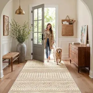 AMADA HOMEFURNISHING 3x5 Washable Area Rugs, Beige Boho Geometric Low-Pile Rug with Non-Slip Backing, Stain Resistance & Durable Edge Binding, Soft Indoor Carpet for Living Room, Bedroom, Dining Room AMADA HOMEFURNISHING 3x5 Washable Area Rugs, Beige Boho Geometric Low-Pile Rug with Non-Slip Backing, Stain Resistance & Durable Edge Binding, Soft Indoor Carpet for Living Room, Bedroom, Dining Room