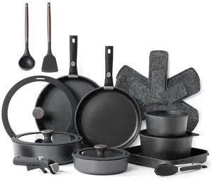 24 Piece Pots and Pans Set, Nonstick Detachable Handle Cookware, Induction Kitchen Cookware Set with Removable Handle, Healthy Non Stick for RV, DishwasherOven Safe (Black) 24 Piece Pots and Pans Set, Nonstick Detachable Handle Cookware, Induction Kitchen Cookware Set with Removable Handle, Healthy Non Stick for RV, DishwasherOven Safe (Black)