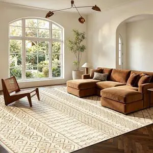 AMADA HOMEFURNISHING 6x9 Washable Area Rugs, Beige Boho Geometric Low-Pile Rug with Non-Slip Backing, Stain Resistance & Durable Edge Binding, Soft Indoor Carpet for Living Room, Bedroom, Dining Room AMADA HOMEFURNISHING 6x9 Washable Area Rugs, Beige Boho Geometric Low-Pile Rug with Non-Slip Backing, Stain Resistance & Durable Edge Binding, Soft Indoor Carpet for Living Room, Bedroom, Dining Room