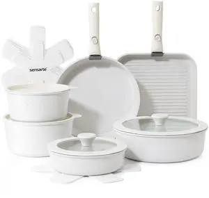 17 Piece Pots and Pans Set, Nonstick Detachable Handle Cookware Set, Induction Kitchen Cookware Set with Removable Handle, Healthy Non Stick for RV, Dishwasher Oven Safe, PFOA Free (White) 17 Piece Pots and Pans Set, Nonstick Detachable Handle Cookware Set, Induction Kitchen Cookware Set with Removable Handle, Healthy Non Stick for RV, Dishwasher Oven Safe, PFOA Free (White)
