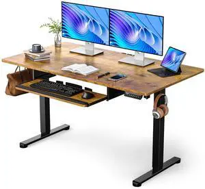 ErGear Electric Standing Desk with Keyboard Tray, 55x28 Inches Adjustable Height Sit Stand Up Desk, Home Office Desk Computer Workstation,Vintage Brown ErGear Electric Standing Desk with Keyboard Tray, 55x28 Inches Adjustable Height Sit Stand Up Desk, Home Office Desk Computer Workstation,Vintage Brown