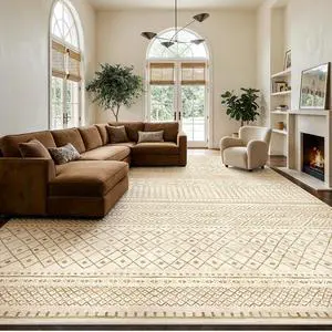 Amada Homefurnishing 10x14 Washable Area Rugs, Beige Boho Geometric Low-Pile Rug and Non-Slip Backing, Stain Resistance & Durable Edge Binding, Soft Indoor Carpet for Living Room, Bedroom, Dining Room Amada Homefurnishing 10x14 Washable Area Rugs, Beige Boho Geometric Low-Pile Rug and Non-Slip Backing, Stain Resistance & Durable Edge Binding, Soft Indoor Carpet for Living Room, Bedroom, Dining Room