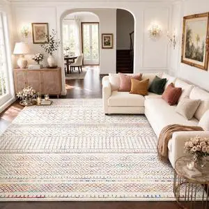 Amada Homefurnishing 8x10 Washable Area Rugs, Multicolor Boho Geometric Low-Pile and Non-Slip Backing, Stain Resistance & Durable Edge Binding, Soft Indoor Carpet for Living Room, Bedroom, Dining Room Amada Homefurnishing 8x10 Washable Area Rugs, Multicolor Boho Geometric Low-Pile and Non-Slip Backing, Stain Resistance & Durable Edge Binding, Soft Indoor Carpet for Living Room, Bedroom, Dining Room
