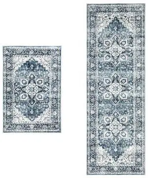 AMADA HOMEFURNISHING 2x6 and 2x3 Area Rugs Buying Together, Washable Area Rug, Low-Profile Indoor Rug with Non-Slip Backing & Durable Edge Binding AMADA HOMEFURNISHING 2x6 and 2x3 Area Rugs Buying Together, Washable Area Rug, Low-Profile Indoor Rug with Non-Slip Backing & Durable Edge Binding