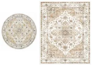 AMADA HOMEFURNISHING 8x10 and 5x5 Round Area Rugs Buying Together, Soft, Machine Washable, Stain-Resistant, Low-Profile Indoor Area Rugs with Non-Slip Backing & Durable Edge Binding AMADA HOMEFURNISHING 8x10 and 5x5 Round Area Rugs Buying Together, Soft, Machine Washable, Stain-Resistant, Low-Profile Indoor Area Rugs with Non-Slip Backing & Durable Edge Binding