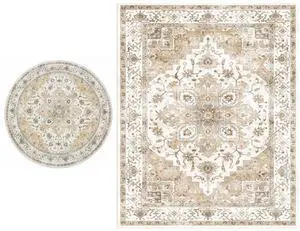 AMADA HOMEFURNISHING 8x10 and 4x4 Round Area Rugs Buying Together, Soft, Machine Washable, Stain-Resistant, Low-Profile Indoor Area Rugs with Non-Slip Backing & Durable Edge Binding AMADA HOMEFURNISHING 8x10 and 4x4 Round Area Rugs Buying Together, Soft, Machine Washable, Stain-Resistant, Low-Profile Indoor Area Rugs with Non-Slip Backing & Durable Edge Binding