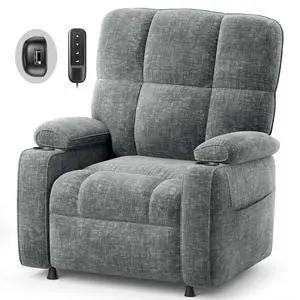 AMADA HOMEFURNISHING Power Recliner Chair for Adults, One-Touch Synchronized Electric Recliner with USB Ports, Cup Holder & Side Pockets, Thick Seat Cushion, Chenille, Living Room & Bedroom AMADA HOMEFURNISHING Power Recliner Chair for Adults, One-Touch Synchronized Electric Recliner with USB Ports, Cup Holder & Side Pockets, Thick Seat Cushion, Chenille, Living Room & Bedroom