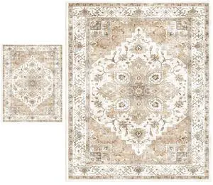 AMADA HOMEFURNISHING 8x10 and 2x4 Area Rugs Buying Together, Soft, Machine Washable, Stain-Resistant, Low-Profile Indoor Area Rugs with Non-Slip Backing & Durable Edge Binding AMADA HOMEFURNISHING 8x10 and 2x4 Area Rugs Buying Together, Soft, Machine Washable, Stain-Resistant, Low-Profile Indoor Area Rugs with Non-Slip Backing & Durable Edge Binding
