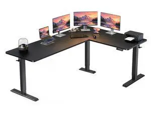 ErGear L Shaped Standing Desk, 75" x 63" Electric Adjustable Height Sit Stand Desk, Ergonomic Large Computer Table, Left & Right Interchangeable Installation, Suitable for Home Office Use, Black ErGear L Shaped Standing Desk, 75" x 63" Electric Adjustable Height Sit Stand Desk, Ergonomic Large Computer Table, Left & Right Interchangeable Installation, Suitable for Home Office Use, Black