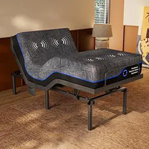 AMADA HOMEFURNISHING Twin XL Adjustable Bed Set, 3-Motor Adjustable Bed with Massage, Head & Foot Lift, Headrest Tilt, Zero Gravity, Anti-Snore, App & Remote Control, Easy Assembly AMADA HOMEFURNISHING Twin XL Adjustable Bed Set, 3-Motor Adjustable Bed with Massage, Head & Foot Lift, Headrest Tilt, Zero Gravity, Anti-Snore, App & Remote Control, Easy Assembly