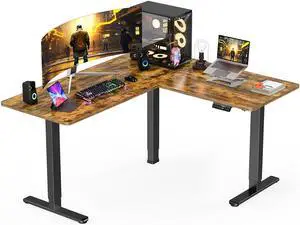 ErGear L Shaped Standing Desk, 63"x55" Electric Adjustable Height Sit Stand up Desk, Ergonomic Large Computer Table, Left & Right Interchangeable Installation, Suitable for Home Office, Vintage Brown ErGear L Shaped Standing Desk, 63"x55" Electric Adjustable Height Sit Stand up Desk, Ergonomic Large Computer Table, Left & Right Interchangeable Installation, Suitable for Home Office, Vintage Brown