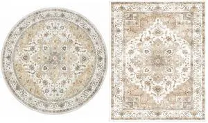 AMADA HOMEFURNISHING 8x10 and 8x8 Round Area Rugs Buying Together, Soft, Machine Washable, Stain-Resistant, Low-Profile Indoor Area Rugs with Non-Slip Backing & Durable Edge Binding AMADA HOMEFURNISHING 8x10 and 8x8 Round Area Rugs Buying Together, Soft, Machine Washable, Stain-Resistant, Low-Profile Indoor Area Rugs with Non-Slip Backing & Durable Edge Binding