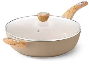 Ceramic Nonstick Frying Pan Skillet with Lid, 13.3 Inch Large Deep Frying Pan, 6 QT Saute Pan, Induction Pan, Healthy Non Toxic Cooking Pan with Helper Handle, PFOA PFAS PTFE Free Ceramic Nonstick Frying Pan Skillet with Lid, 13.3 Inch Large Deep Frying Pan, 6 QT Saute Pan, Induction Pan, Healthy Non Toxic Cooking Pan with Helper Handle, PFOA PFAS PTFE Free