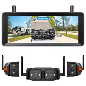 AUTO-VOX Wireless RV Backup Camera System: Dual Lens Rear and Side Coverage on 7.2" HD Monitor, Triple Split View, IR Night Vision, DVR Ready Back up Camera for RV, Travel Trailer, Motorhome, Camper AUTO-VOX Wireless RV Backup Camera System: Dual Lens Rear and Side Coverage on 7.2" HD Monitor, Triple Split View, IR Night Vision, DVR Ready Back up Camera for RV, Travel Trailer, Motorhome, Camper