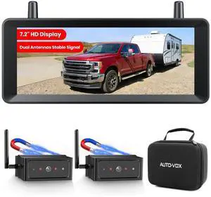AUTO-VOX 7.2" Wireless Magnetic Backup Camera with Monitor, 1-Min Install, 1080P Dual Camera, 500ft Stable Signal, Built-In DVR Recording, IR Night Vision Backup Camera for RV, Truck, Trailer & Camper AUTO-VOX 7.2" Wireless Magnetic Backup Camera with Monitor, 1-Min Install, 1080P Dual Camera, 500ft Stable Signal, Built-In DVR Recording, IR Night Vision Backup Camera for RV, Truck, Trailer & Camper