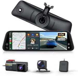 AUTO-VOX OEM Rear View Mirror Camera with CarPlay & Android Auto: 9.36" Smart Touch Screen, Dual 2K Mirror Dash Cam, Voice Control, Auto Brightness, Clear Night Vision for Car, SUV, Truck AUTO-VOX OEM Rear View Mirror Camera with CarPlay & Android Auto: 9.36" Smart Touch Screen, Dual 2K Mirror Dash Cam, Voice Control, Auto Brightness, Clear Night Vision for Car, SUV, Truck