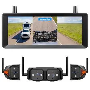 AUTO-VOX Wireless RV Backup Camera Bundle: Dual Lens Rear Camera with Side View Cameras, 7.2" HD Monitor, Triple Split View, IR Night Vision, DVR Ready for RV, Trailer, Motorhome, Camper AUTO-VOX Wireless RV Backup Camera Bundle: Dual Lens Rear Camera with Side View Cameras, 7.2" HD Monitor, Triple Split View, IR Night Vision, DVR Ready for RV, Trailer, Motorhome, Camper