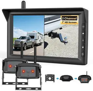 AUTO-VOX 7" Dual Wireless RV Backup Camera System: 2 Cams for Full Surround View, Plug & Play, 1080P HD Monitor, Night Vision & Wide Angle to Eliminate Blind Spots for Trailers, Campers, Motorhomes AUTO-VOX 7" Dual Wireless RV Backup Camera System: 2 Cams for Full Surround View, Plug & Play, 1080P HD Monitor, Night Vision & Wide Angle to Eliminate Blind Spots for Trailers, Campers, Motorhomes