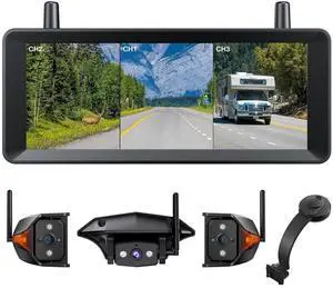 AUTO-VOX Wireless RV Backup Camera System: Rear & Side Cameras with 7.2" HD Monitor and Flexible Bent Mount, Triple Split View, DVR Recording Back up Camera for RV,Travel Trailer,Motorhome,Camper AUTO-VOX Wireless RV Backup Camera System: Rear & Side Cameras with 7.2" HD Monitor and Flexible Bent Mount, Triple Split View, DVR Recording Back up Camera for RV,Travel Trailer,Motorhome,Camper